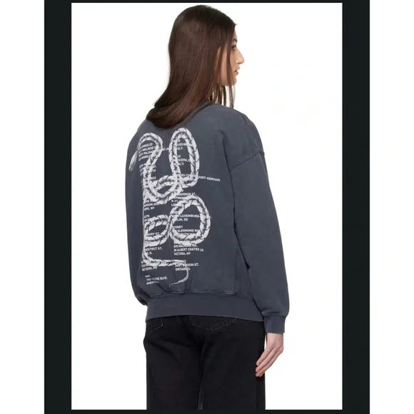 Anine Bing Jaci Sweatshirt Twisted Snake in Washed Black color (MEDIUM) - Picture 3 of 8